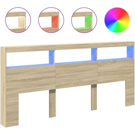 Armoire tête de lit avec LED chêne sonoma 220x17x102 cm (1/5)