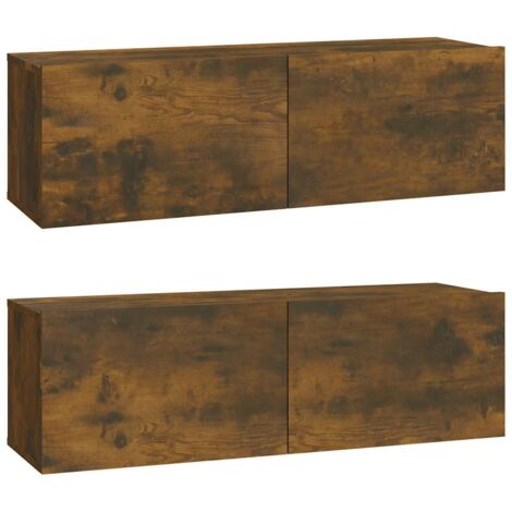 Meubles TV Banc TV Armoire TV muraux 2pcs chêne fumé 100x30x30cm bois d'ingénierie (1/5)