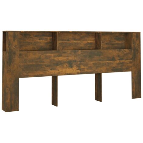 Armoire de tête de lit Chêne fumé 220x18,5x104,5 cm (1/5)