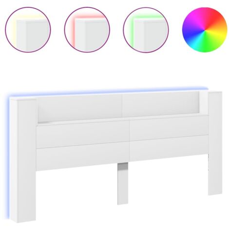 Armoire tête de lit avec LED blanc 220x16,5x103,5 cm (1/5)