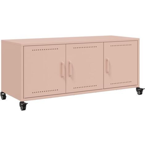 Meuble TV Banc TV Armoire TV rose 100,5x39x43,5 cm acier (1/5)