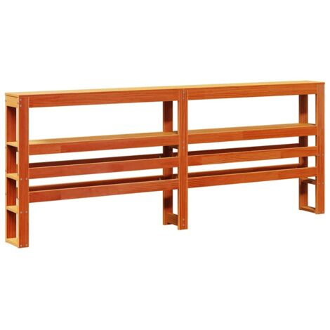 Tête de lit avec étagères marron cire 200 cm bois massif de pin (1/5)
