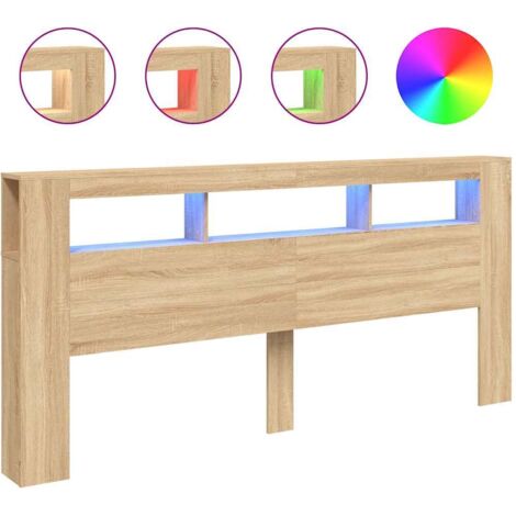 Tête de lit à LED chêne sonoma 220x18,5x103,5cm bois ingénierie (1/5)