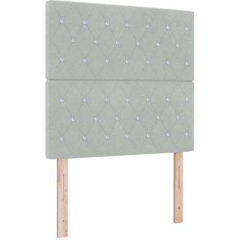 Tête de lit 100 cm velours gris clair protège mur contre le froid