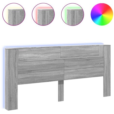 Armoire tête de lit avec LED sonoma gris 220x16,5x103,5 cm (1/5)
