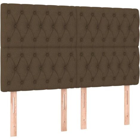 Tête de lit marron foncé 160 x 7 x 118/128 cm en tissu (1/5)