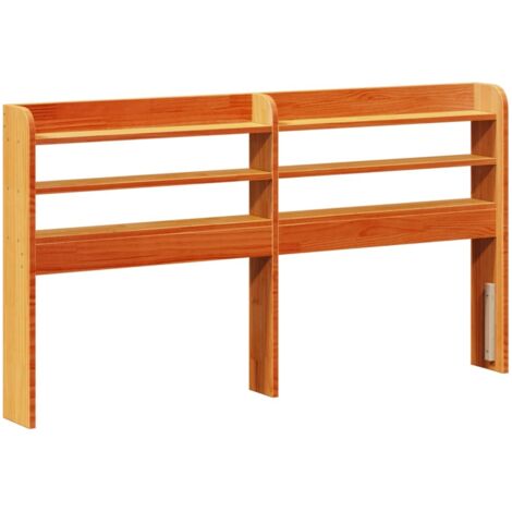 Tête de lit avec étagères marron cire 135 cm bois massif de pin (1/5)