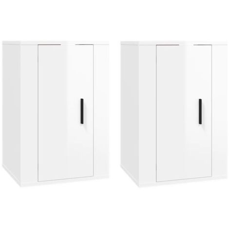 Meubles TV Banc TV Armoire TV muraux 2 pcs Blanc brillant 40x34,5x60 cm (1/5)