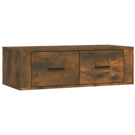 Armoire TV Banc TV Armoire TV suspendue Chêne fumé 80x36x25 cm Bois d'ingénierie (1/5)