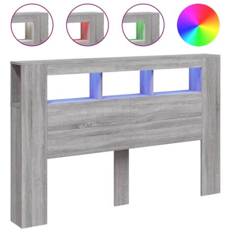Tête de lit à LED sonoma gris 160x18,5x103,5 cm bois ingénierie (1/5)