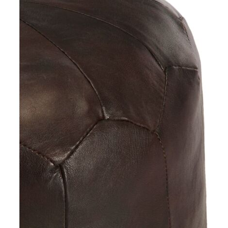Pouf 40 x 35 cm Marron foncé Cuir véritable de chèvre CFW571581 (1/5)