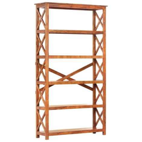 Bibliothèque Étagères de livres Meuble de Rangement 100x30x180cm Bois massif d'acacia et finition miel XZZZ130858 (1/5)