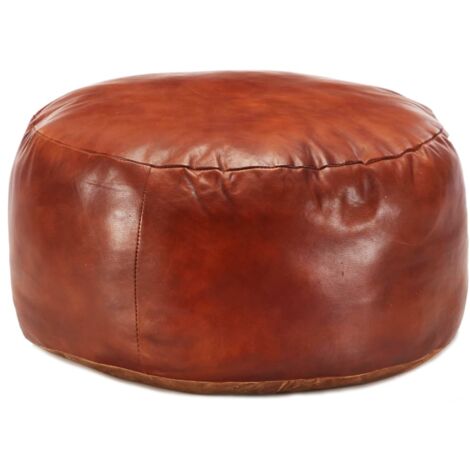 Pouf,Tabouret basse,Repose-pieds 60 x 30 cm Brun roux Cuir véritable de chèvre CNENE216159 (1/3)