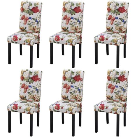 Lot de 6 Chaises Chaises de salle à manger Chaise de cuisine Multicolore Tissu 43849 (1/5)