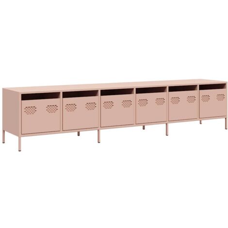 Meuble TV Banc TV Armoire TV rose 202x39x43,5 cm acier laminé à froid (1/5)