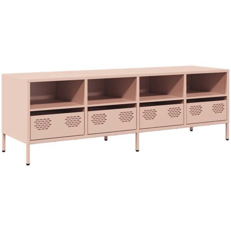 Meuble TV Banc TV Armoire TV rose 135x39x43,5 cm acier laminé à froid (1/5)