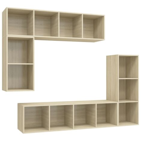Ensemble de meubles TV  Banc TV  Armoire TV 4 pcs Chêne sonoma Bois d'ingénierie (1/5)