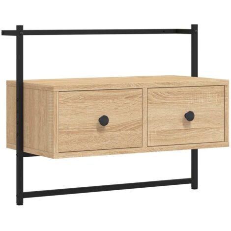 Meuble TV Banc TV Armoire TV mural chêne sonoma 60,5x30x51 cm bois d'ingénierie (1/5)