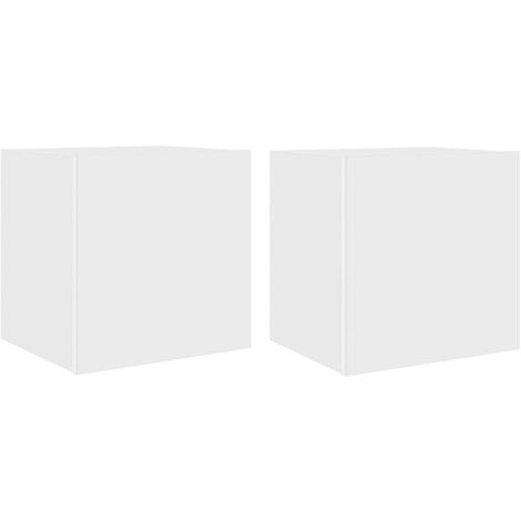 Meubles TV  Banc TV  Armoire TV muraux avec lumières LED 2 pcs blanc 40,5x35x40 cm (1/5)