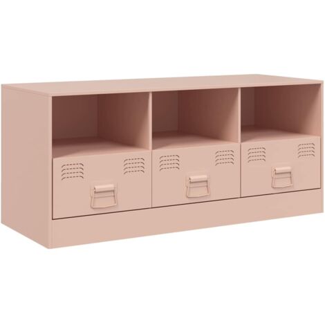 Meuble TV Banc TV Armoire TV rose 99x39x44 cm acier (1/5)