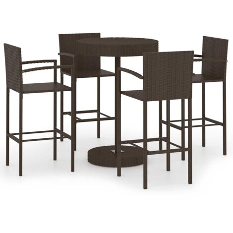 Ensemble de bar de jardin 5 pcs  Mobilier de jardin Résine tressée Marron (1/5)