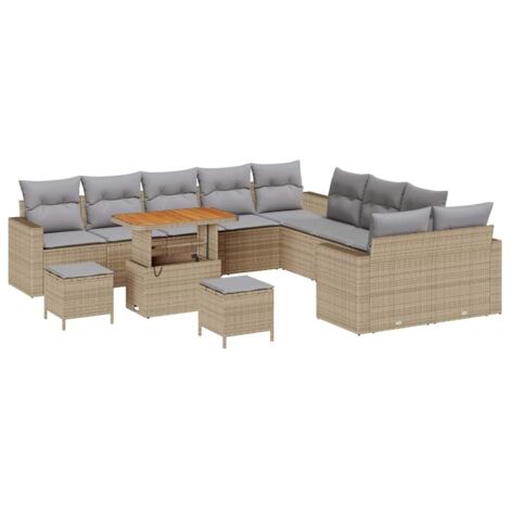 Ensemble de canapé de jardin 17 pcs Mobilier de jardin Beige et Gris clair (1/5)