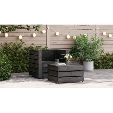 Salon de jardin palette 2 pcs Mobilier de jardin Bois de pin imprégné de gris (1/5)