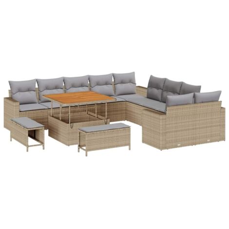Ensemble de canapé de jardin 17 pcs Mobilier de jardin Beige et Gris clair (1/5)