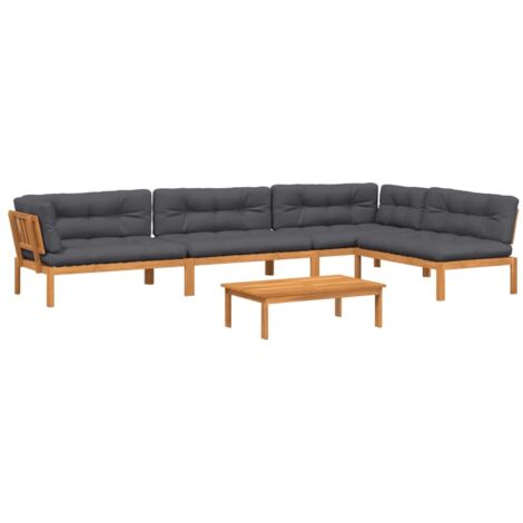 Salon palette de jardin avec coussins 5pcs Mobilier de jardin bois d'acacia massif (1/5)