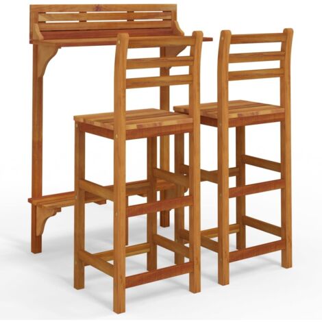 Ensemble de bar de balcon 3 pcs Mobilier de jardin Bois d'acacia massif (1/5)