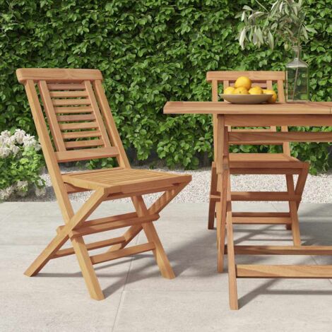 Lot de 2 Chaises de jardin pliantes  Siège de Terrasse  Fauteuil de jardin 47x63x90 cm bois massif teck DHNET6148480 (1/5)