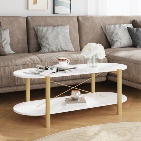 Table basse de salon Bout de canapé Tables d'appoint pour chambre Blanc 110x48x40 cm Bois d'ingénierie XTT641 (1/5)