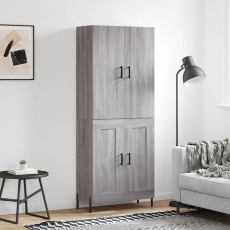 Buffet haut, Meuble de Rangement, Armoire de Cuisine Sogris 69,5x34x180 cm Bois d'ingénierie NKK73405 (1/5)