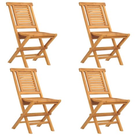 4 pcs Chaises de jardin pliantes, Fauteuils Extérieur, Sièges confortable 47x63x90 cm bois massif teck BGT85365 (1/5)