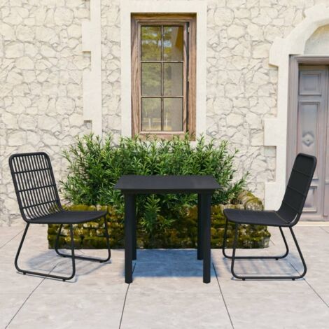 3 pcs Ensemble à dîner d'extérieur,Table et Chaises pour Jardin,terrasse Résine tressée et verre -84426 (1/5)