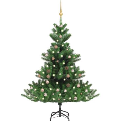 Sapin de Noël artificiel,Arbre de Noël Nordmann avec LED et boules Vert 180cm -WYW25530 (1/5)