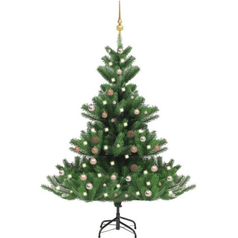 Sapin de Noël artificiel,Arbre de Noël Nordmann avec LED et boules Vert 150cm -WYW49925 (1/5)