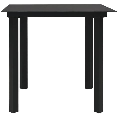 Table à dîner,Table de Salle à Manger de jardin Noir 80x80x74 cm Acier et verre -52150 (1/4)