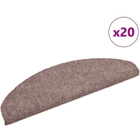 Tapis d'escalier auto-adhésifs 20 pièces 65 x 21 x 4 cm Marron clair Demi-rond Grand (1/5)