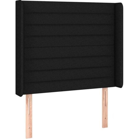 Tête de lit avec oreilles Noir 93x16x118/128 cm Tissu (1/5)