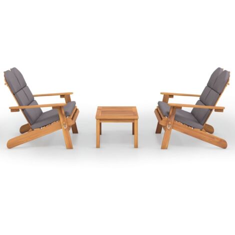 Ensemble de salon de jardin Adirondack 3 pcs Mobilier de jardin bois acacia solide (1/5)