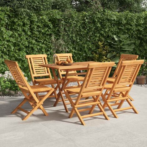 6 pcs Chaises de jardin pliantes  Siège de Terrasse  Fauteuil de jardin 47x63x90 cm bois massif teck DHNET3774741 (1/5)