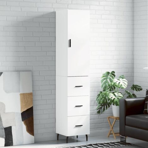 Buffet haut，Bahut， Meuble de Rangement pour Salon, Salle à Manger, Cuisine Blanc 34,5x34x180 cm Bois d'ingénierie CNEI859965 (1/5)