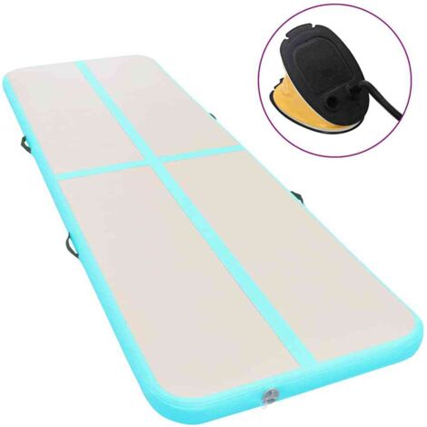 Tapis gonflable de gymnastique avec pompe, Tapis d'entranement 800x100x10cm PVC Vert MKS38269 (1/5)