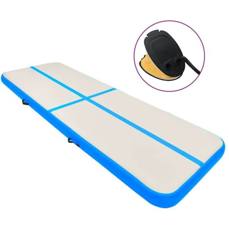 Tapis gonflable de gymnastique avec pompe, Tapis d'entranement 600x100x15cm PVC Bleu MKS68820 (1/5)