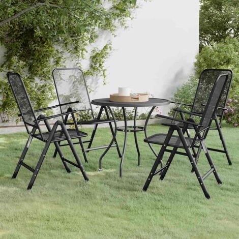 Lot de 5 Ensemble à dîner de jardin,Meubles Mobilier à dîner Maille Métal Anthracite -70326 (1/5)