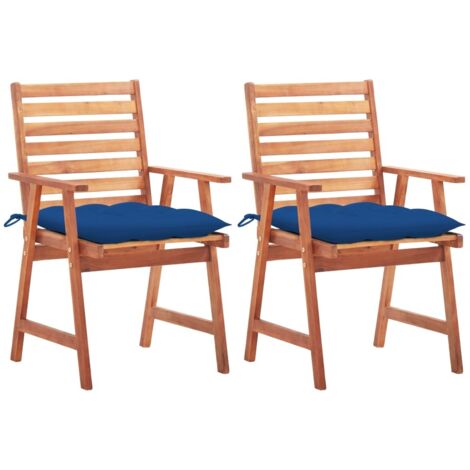 Lot de 2 Chaises à dîner d'extérieur,Fauteuils de Salle à Manger avec coussins Acacia massif -TF72250 (1/5)