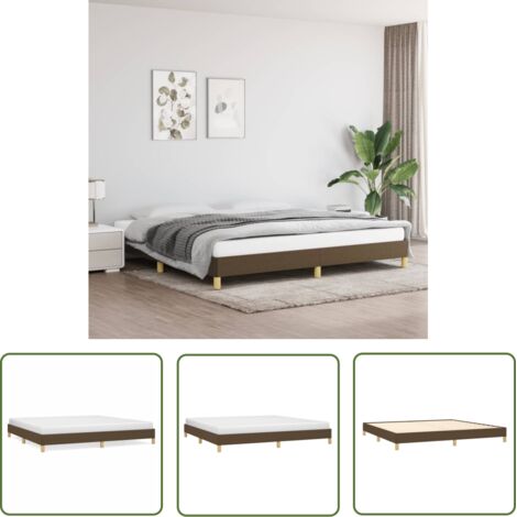 The Living Store Cadre de lit sans matelas marron foncé 200x200 cm tissu - Cadre De Lit - Lit Double - Lit En Tissu - Lit Marron - Literie (1/5)