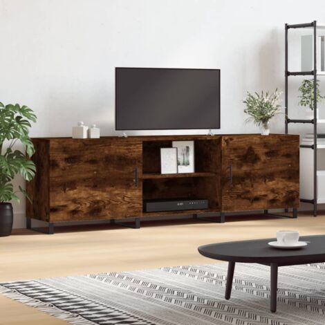Meuble TV,Banc TV chêne fumé 150x30x50 cm bois d'ingénierie -BV96875 (1/5)