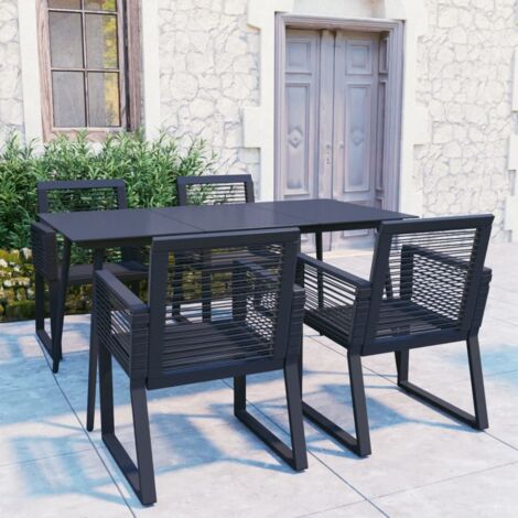 5 pcs Ensemble à dîner d'extérieur,Table et Chaises pour Jardin,terrasse Rotin PVC Noir -90231 (1/5)